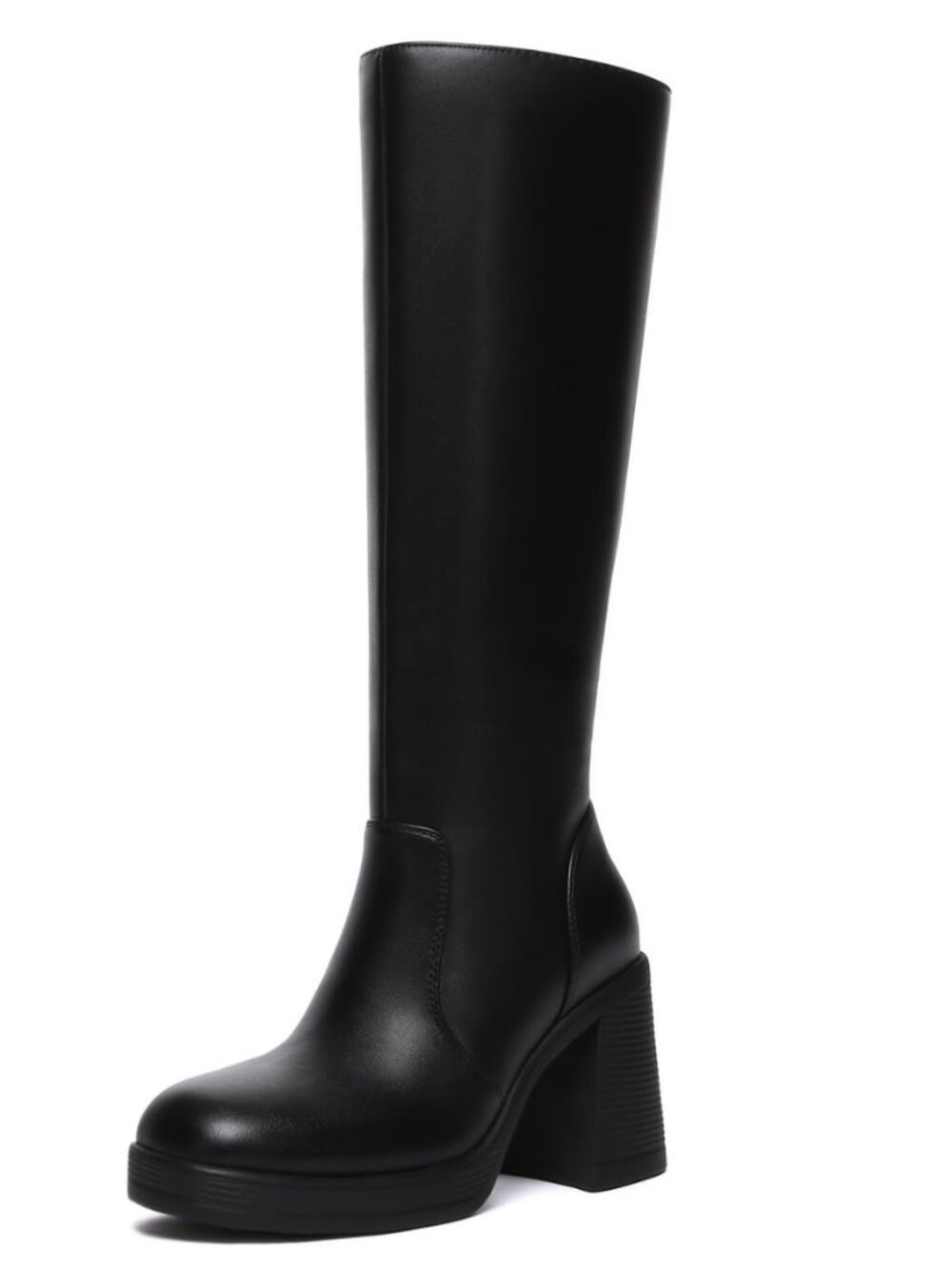 Knee High Boots Women Wide Calf Platform Boots with Side Zipper